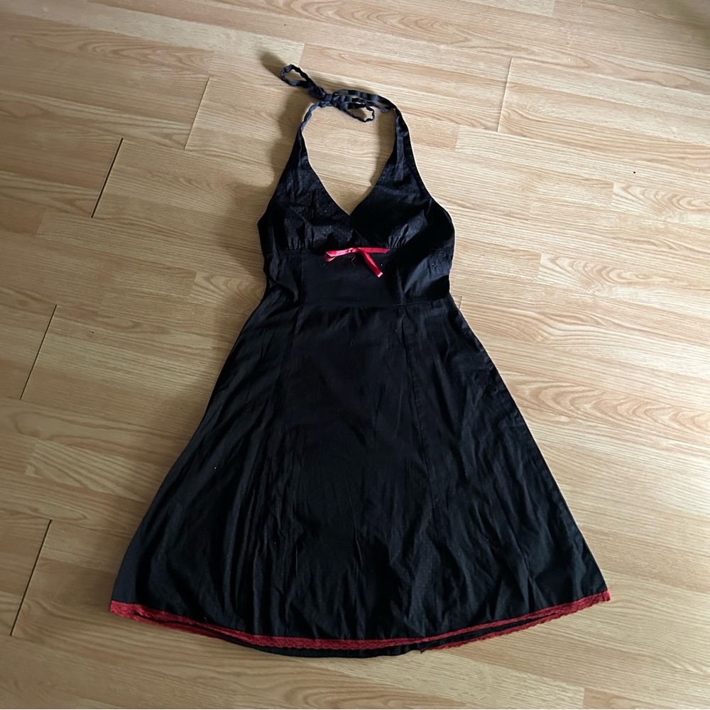Vintage Morbid Threads Black Halter Tie Gothcore Y2K Dress Large